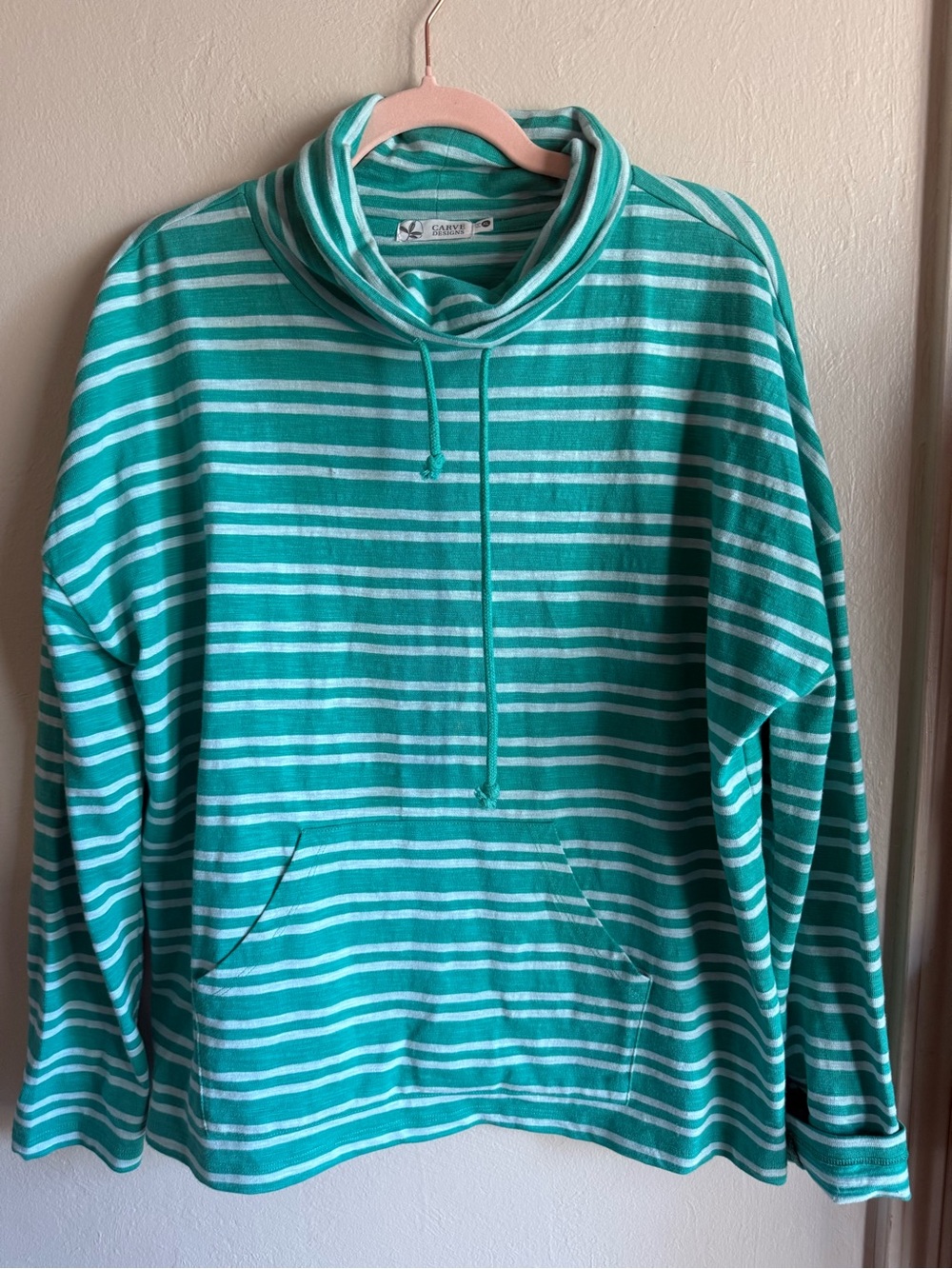 Carve Designs Bodie Funnel Neck Pullover Stripe Fern Breton size XL